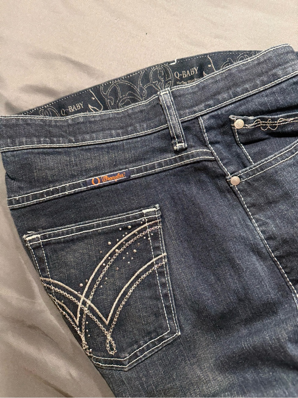 Wrangler Q Baby Women's 7/8x32 WRQ29AU No Gap Waistband Dark Wash Denim Jeans